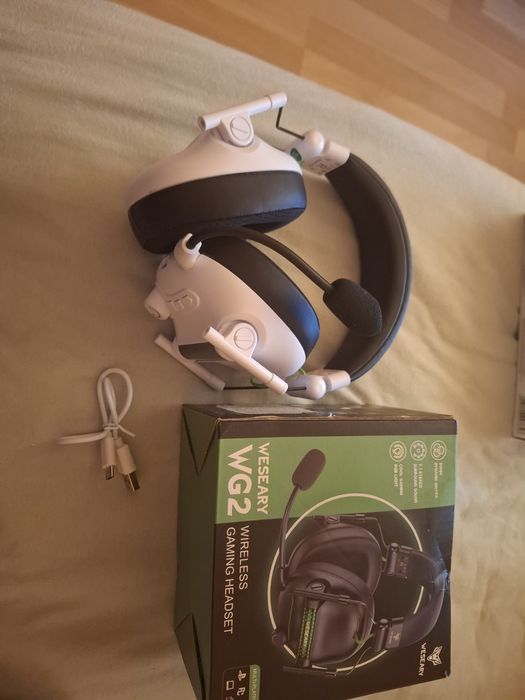 WESEARY WG2 2.4GHz безжични геймърски слушалки с микрофон за PS5 PS 4 PC Switch Mac мобилни устройства PS5 слушалки със 7.1 стерео Bluetooth слу