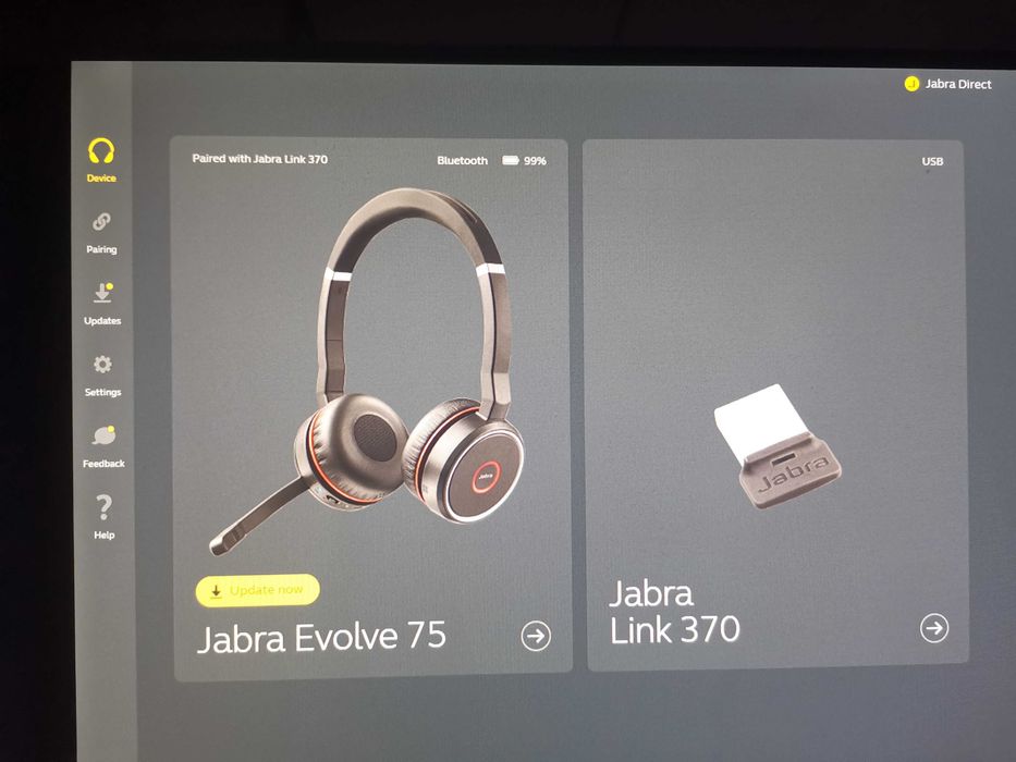 JABRA Evolve 75 casti si adaptor Link 370  perfect fuctionale