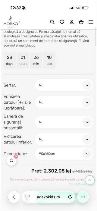Pat supraetajat casuta Adeko +saltele+cearceafuri