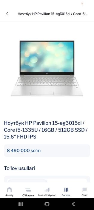 Noutbook HP povilon15