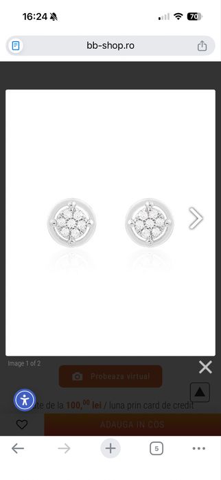 Cercei aur 14K cu diamante naturale B&B