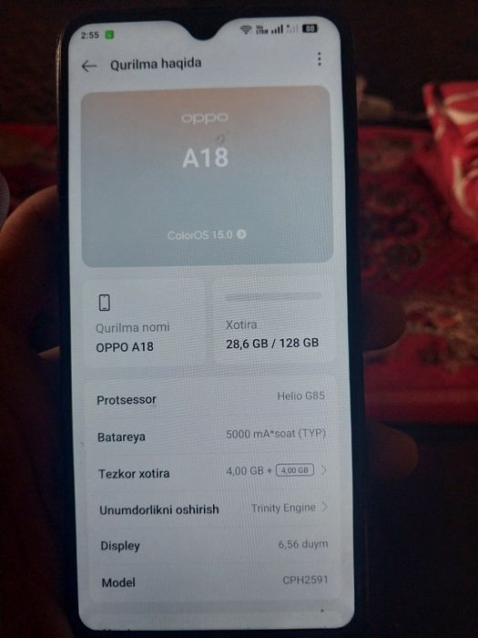 Oppo a18 128 gb  qòqon