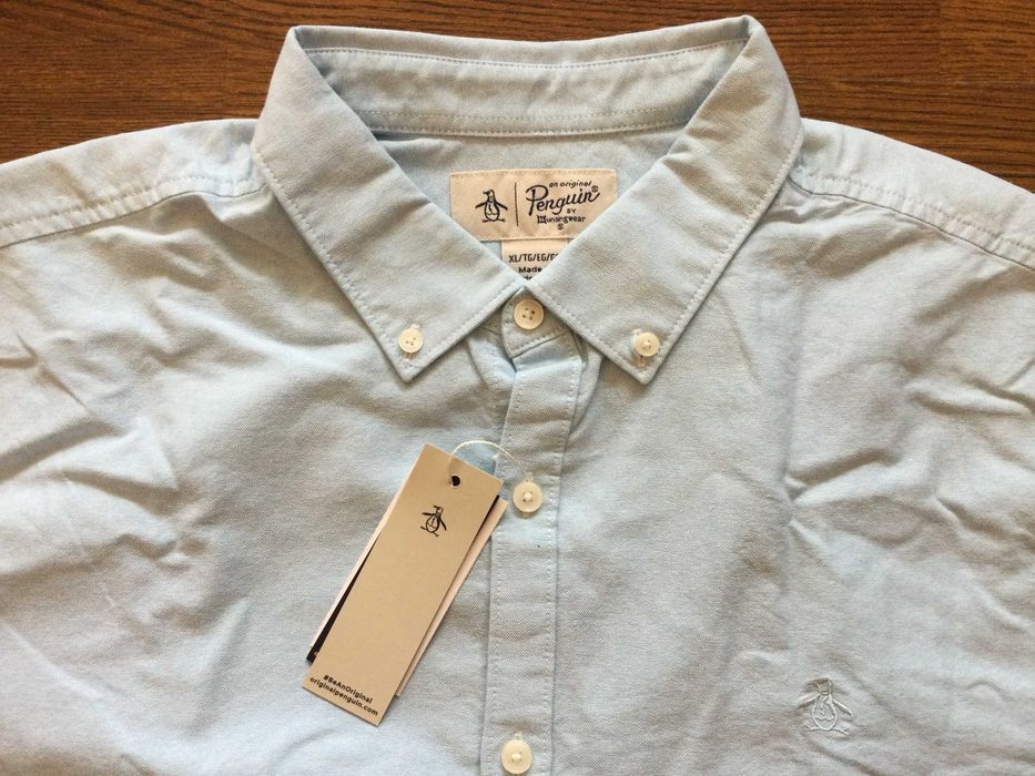 НОВА синя мъжка памучна риза ORIGINAL PENGUIN размер XXL / XL от САЩ