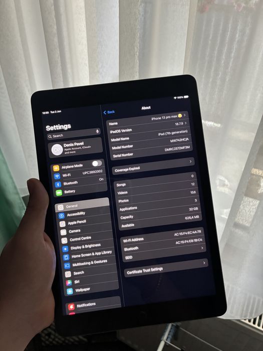 iPad 7 (Gen 7) 32GB Wi-Fi – Stare foarte bună