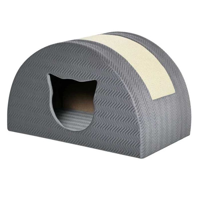 PawHut Котешка пещера с дъска за драскане, Котешко легло, 48,5x30x30см