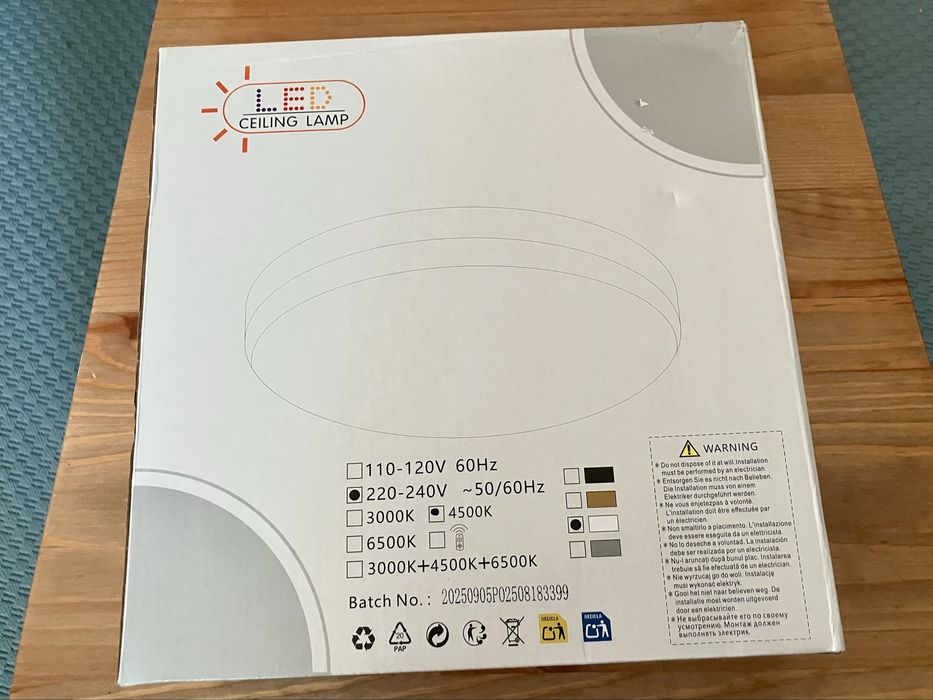 Plafoniera LED noua 25 cm, 3000 lumeni, 32w, lumina alba 4500K plastic