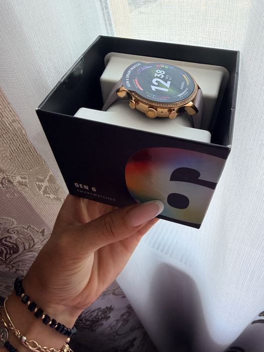 Ceas smartwatch Fossil Gen6 FTW6080, Lavender Silicone, Rose Gold