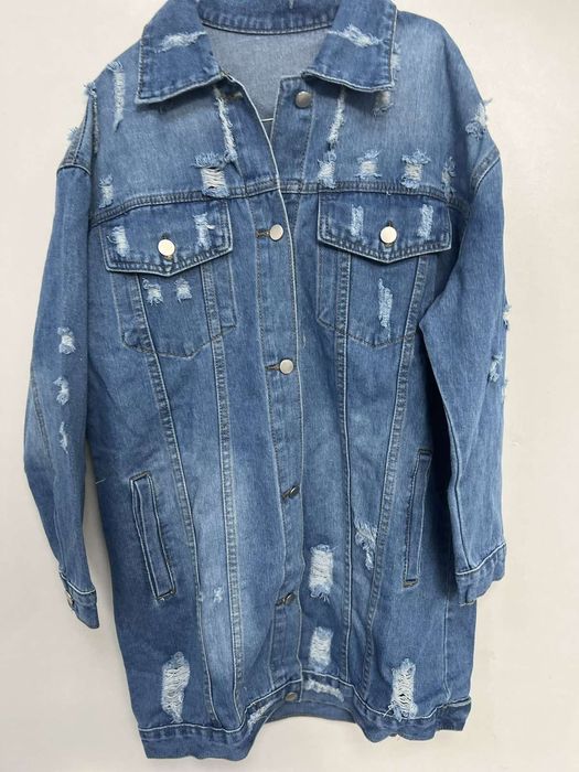 Накъсано дълго дънково яке Shein