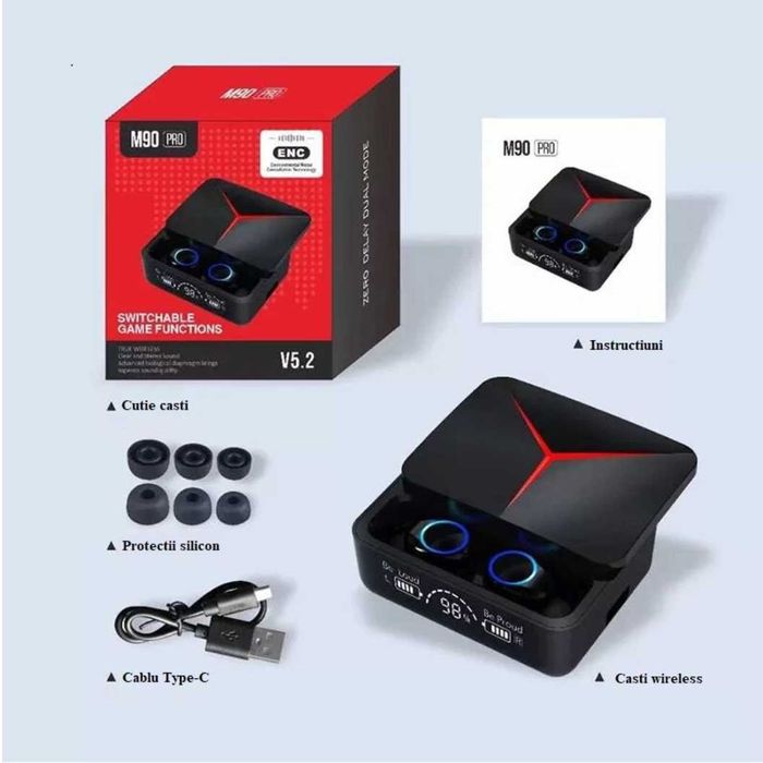 Безжични аудио слушалки M90 PRO, Bluetooth