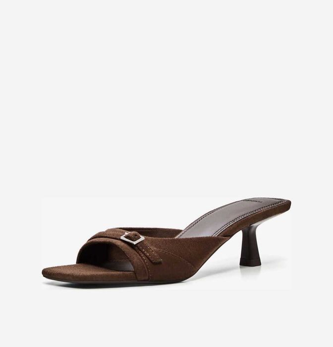 Дамски чехли/сандали, шоколад, Kitten heels