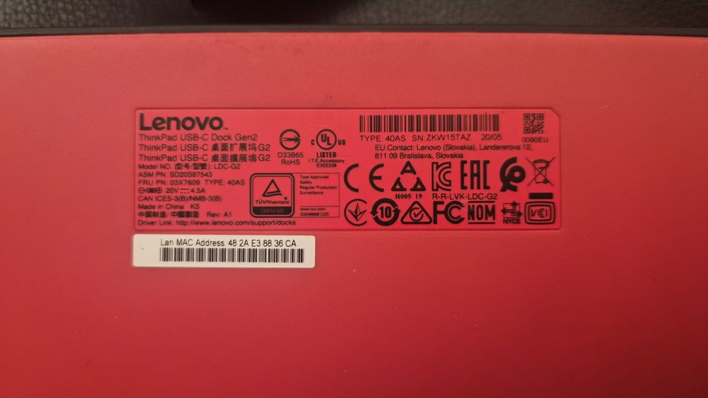 Lenovo Thinkpad USB-C Dock Gen 2