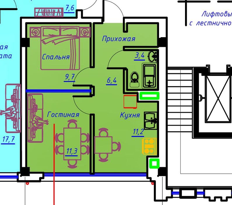 Срочно продается 2 комнатная квартира.
