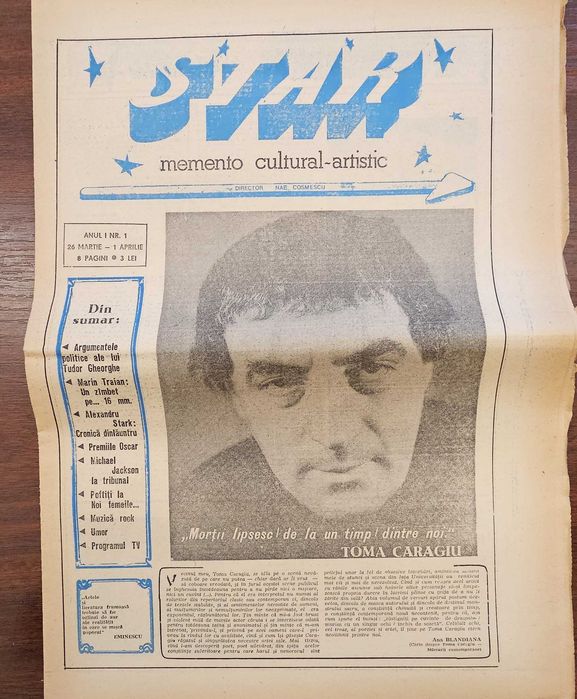 Lot 8 Reviste / Ziare din anul 1990 (Spectator nr. 1, Star nr. 1-5, Film nr.2-3, 4-5