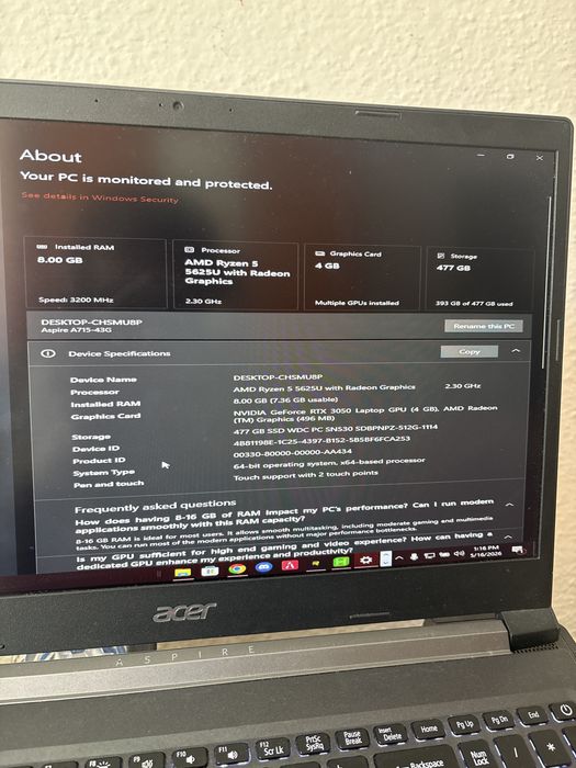 Vand Laptop Gaming Acer Aspire 7