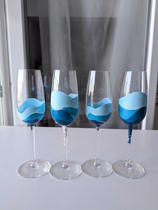 Set pahare mire, mireasa si nasi - pictate manual