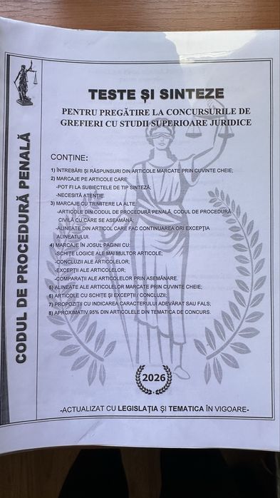 Cărți pentru admiterea la Școala Națională de Grefieri sau pentru concurs direct pe post.