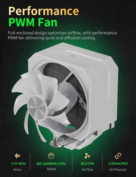 Cooler CPU upHere gaming up1TC4 White CPU Air Cooler,AMD Intel TDP230W