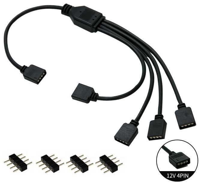RGB контролер HUB адаптер, за компютър 12V 4Pin с дистанционно и SATA