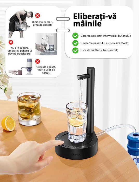 Dozator apa, pompa electrica, 7 moduri, cu acumulator, OBRALIX®