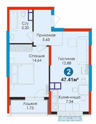 Алмазар: Квартира в РАССРОЧКУ! Всего 5 млн\сум в месяц. 2к-47м²(S)