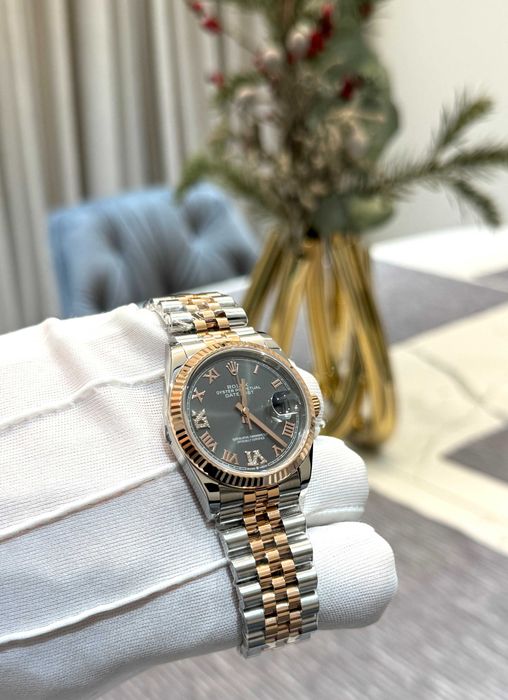 rolex datejust 36mm сребро злато