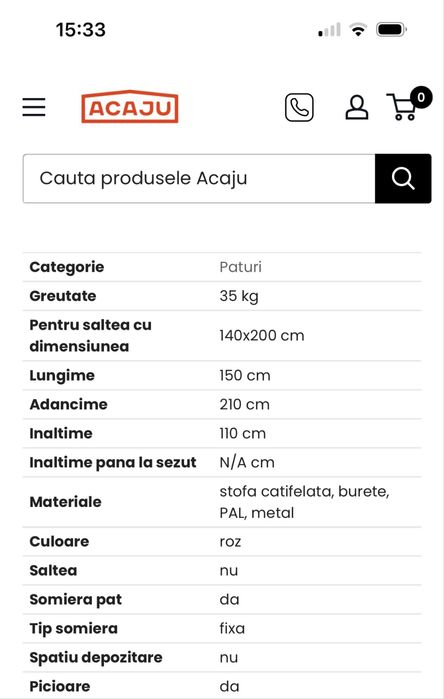 Pat 2 persoane  140/200 ca nou