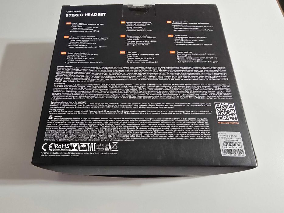 Casti audio On-Ear cu microfon Canyon CNS-CHSC1BR, Negru/Rosu, sigilat