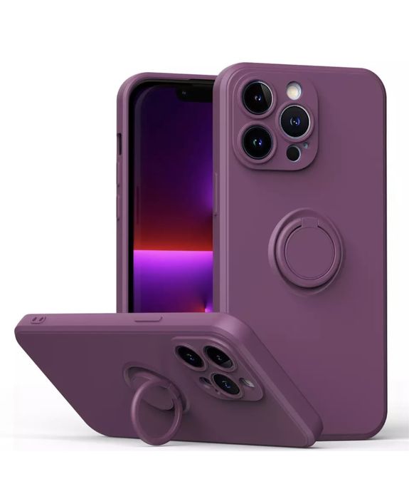 Iphone 14/PRO/MAX/PLUS Husa Silicon cu Material Inel Suport Metalic