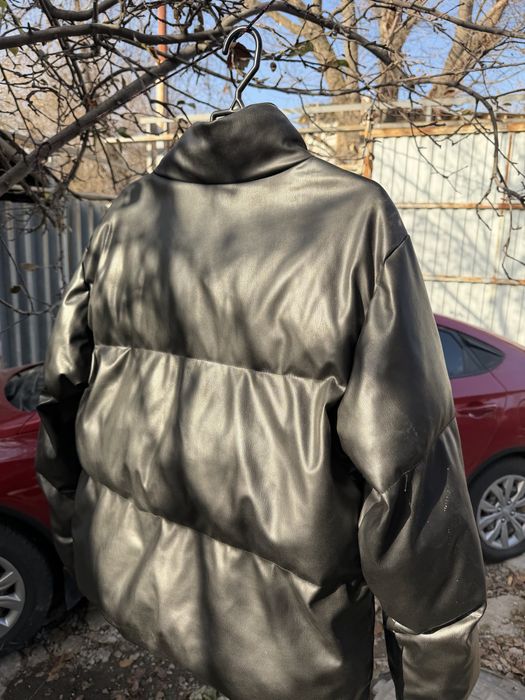 Куртка пуховик экокожа М - Л