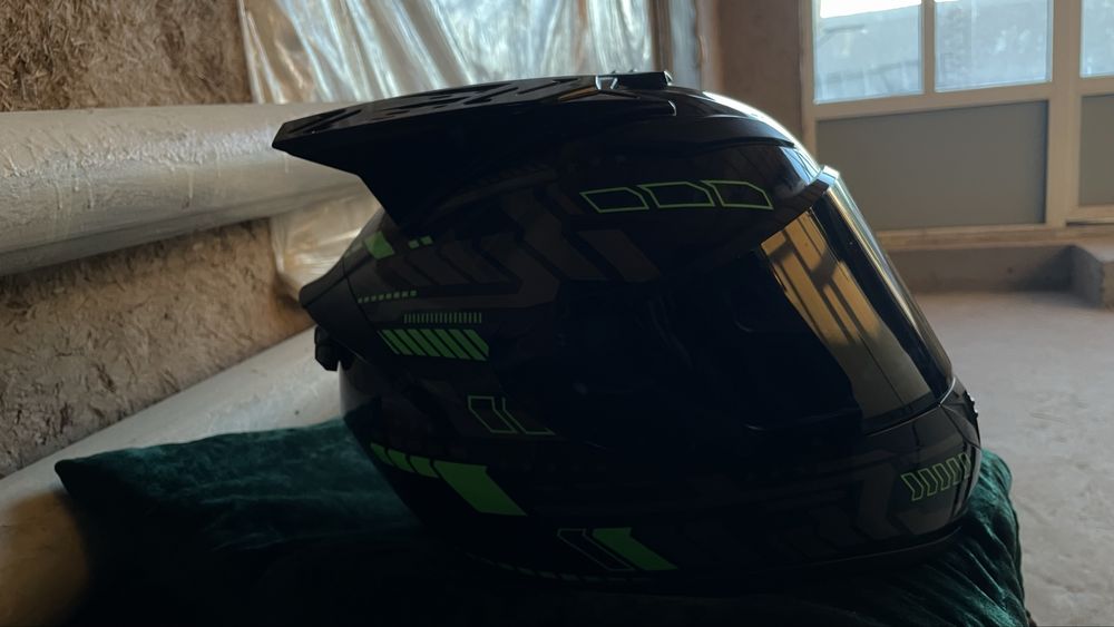 Мотошлем Qike green original