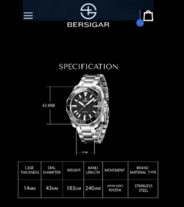 Мъжки автоматичен часовник Seiko NH35A механизъм BERSIGAR,