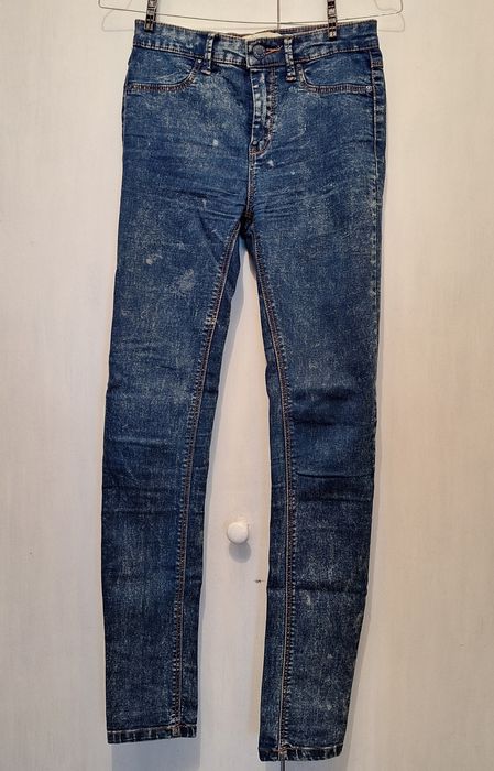 Blugi Skinny Stradivarius Acid Wash Albastru Inchis Masura 34