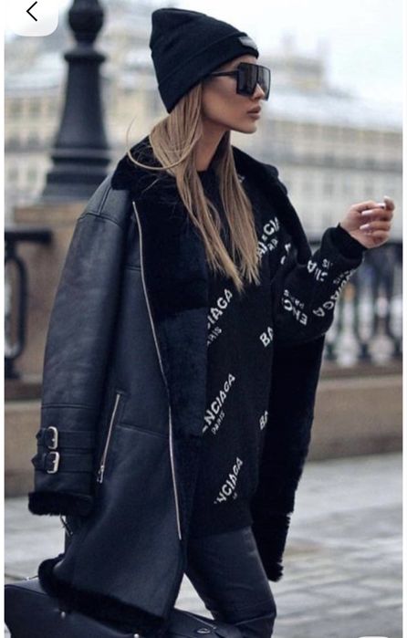 Дубленка черная натуральная б/у