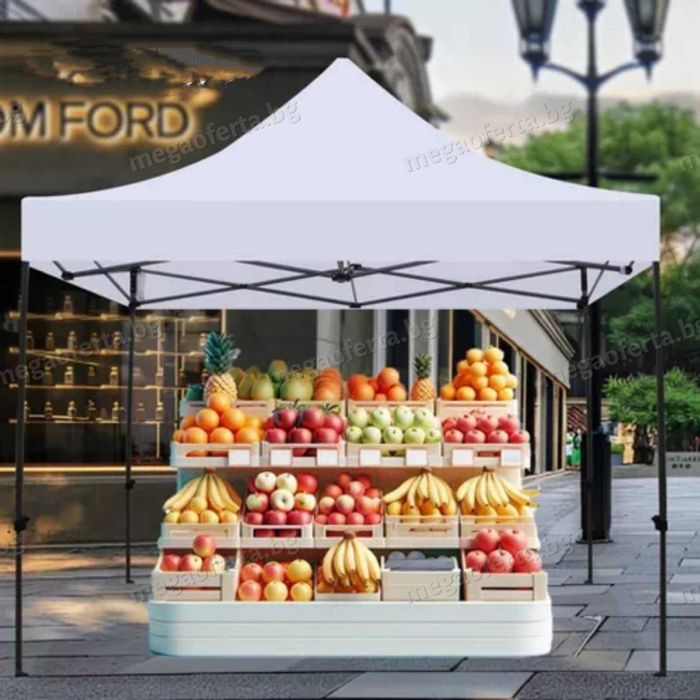 Градинска сгъваема шатра 3х3 усилена конструкция и гумирано покривало