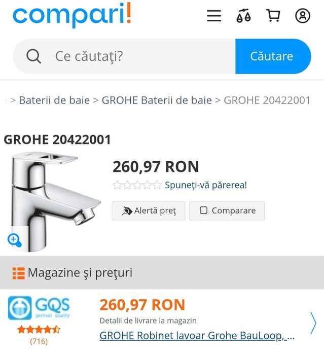 Robinet lavoar Grohe BauLoop, marime XS, NOU