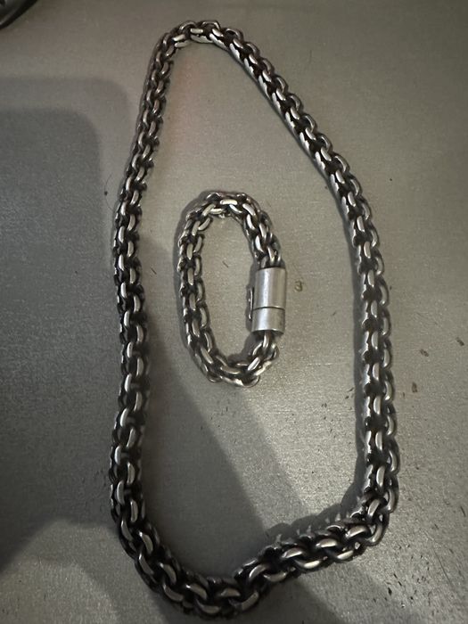 серебряный комплект цепь+браслет