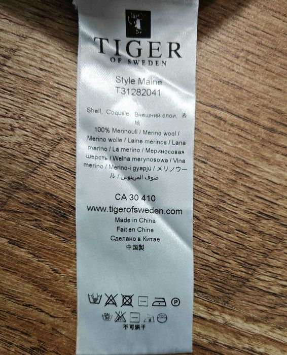 Tiger of Sweden Оригинален син пуловер от мерино вълна размер XL