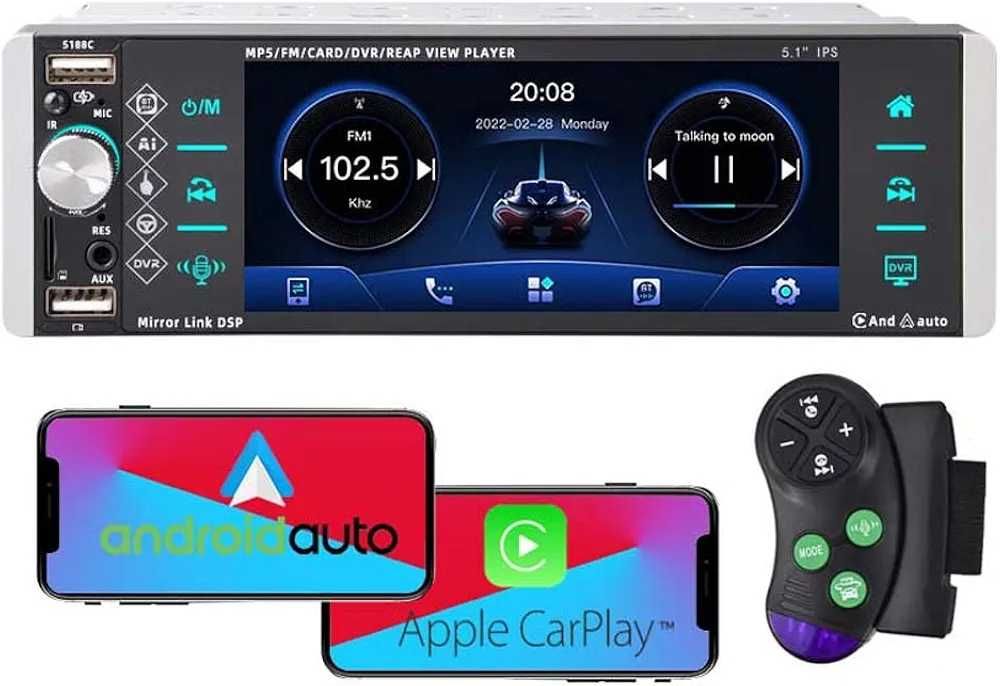 Player auto cu android auto/carplay wireless display 5.1"