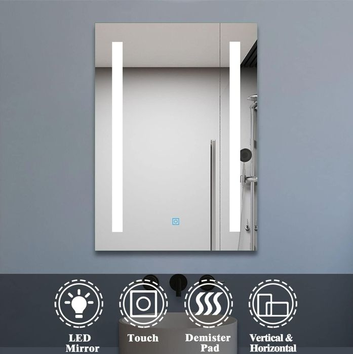 Огледало за баня 80×60 см. с нагревател и bluetooth колонки