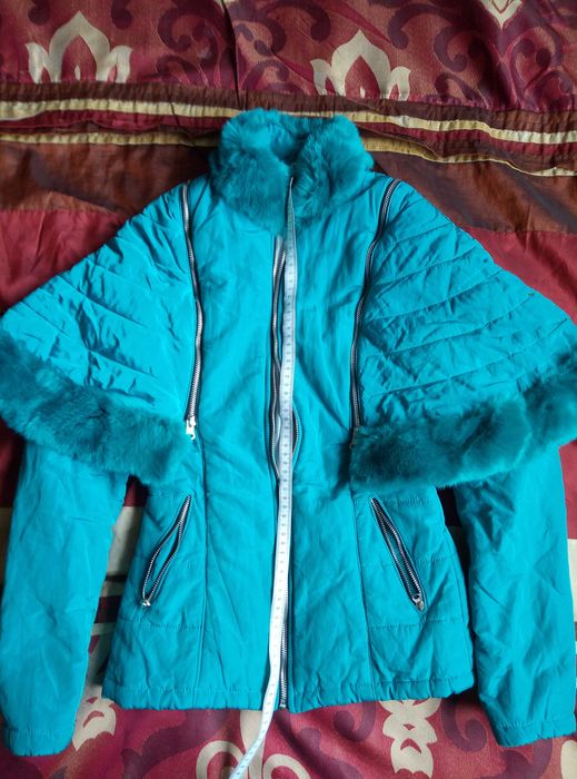 Зимно женско яке тюркоаз размер S