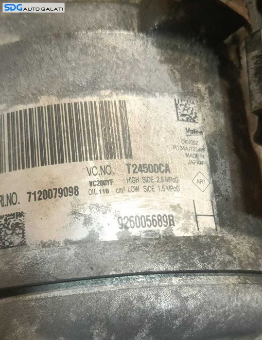 Compresor AC Aer Conditionat Clima Dacia Duster 1.0 TCE 2012 - 2020 Cod 926005689R 7120079098 T24500CA [M9980]