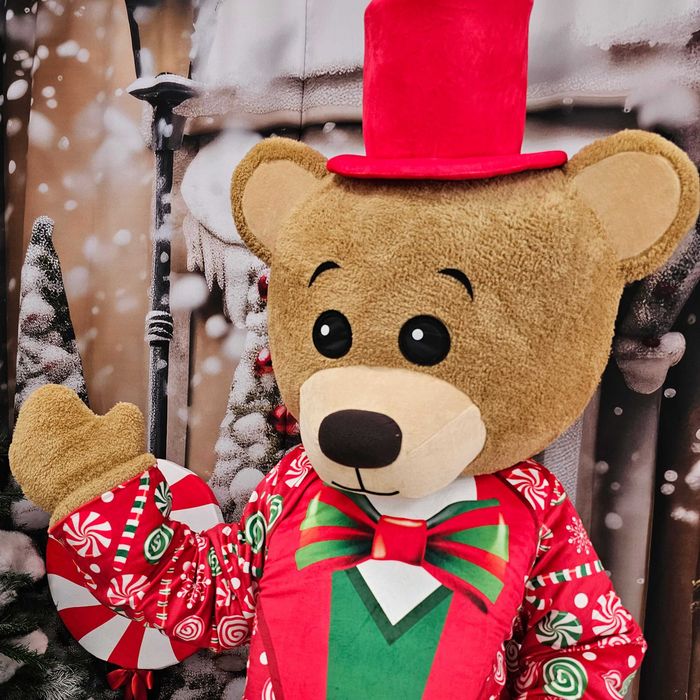 Costum Mascotă Urs de Crăciun Profesional, Mascotă Teddy Bear Crăciun, Cost Urs Evenimente, Mascotă Premium Handmade