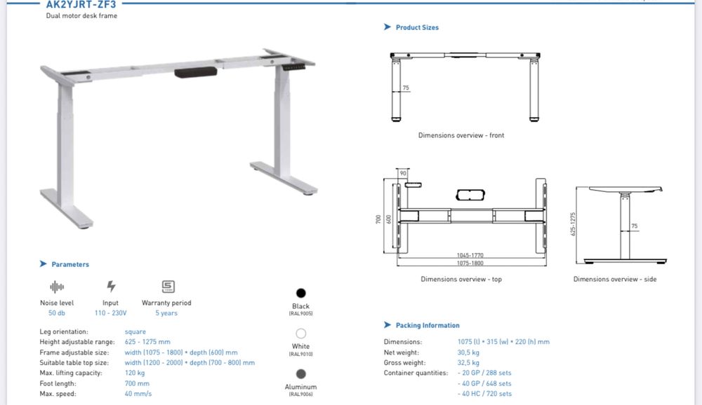 Height adjustable desk