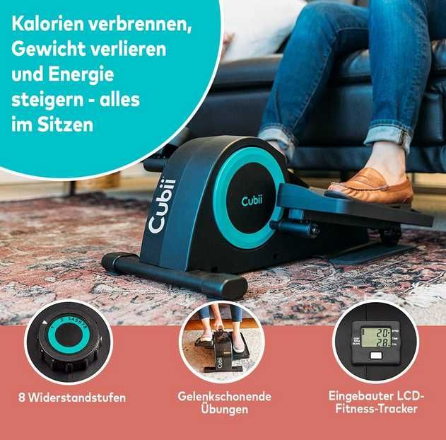 Компактен тренажор Cubii Jr., Под бюрото, Тих, 8 нива, Черен