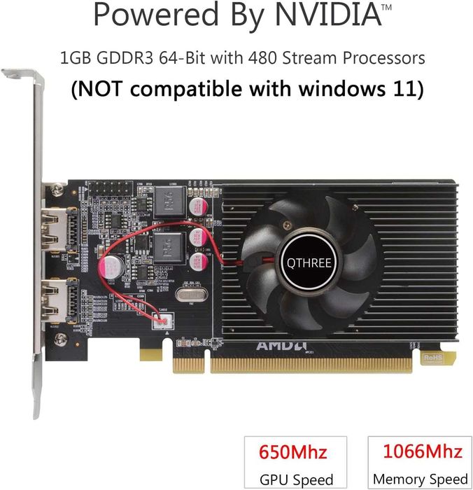 Placa video GPU QTHREE Radeon HD 6570 profil redus,HDMI dual,1GB GDDR3 64 biți,desktop PC,PCI-Express X16 computer