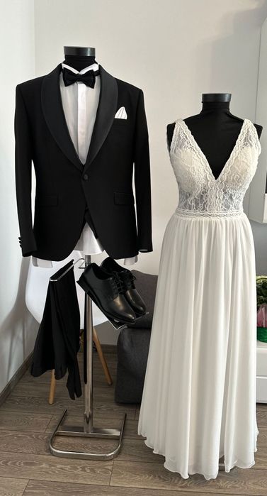 Rochie de mireasa La Jeune Mariee în stil grecesc  și Costum mire