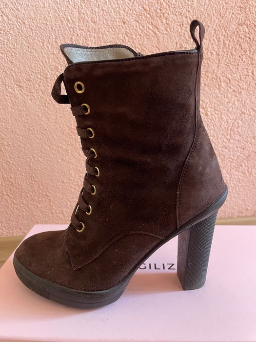 кафяви велурени боти Maimai