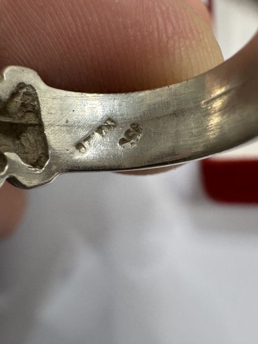 Inel vintage, argint 925, aur si ametist.