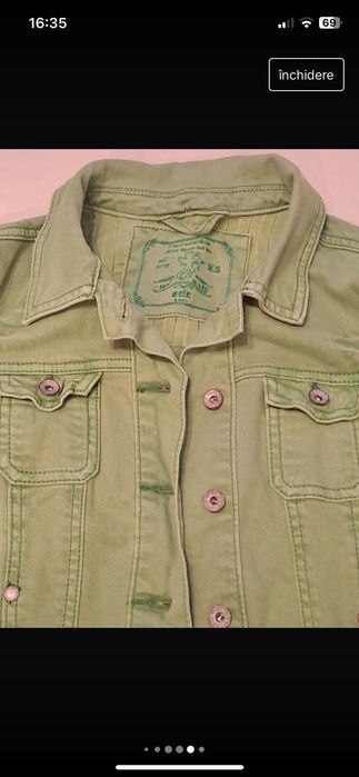 Vând geacă scurtă jeans verde xs