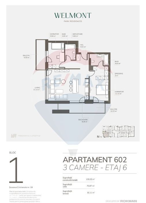 Apartament 3 camere open-space | Welmont by ROKMAN
